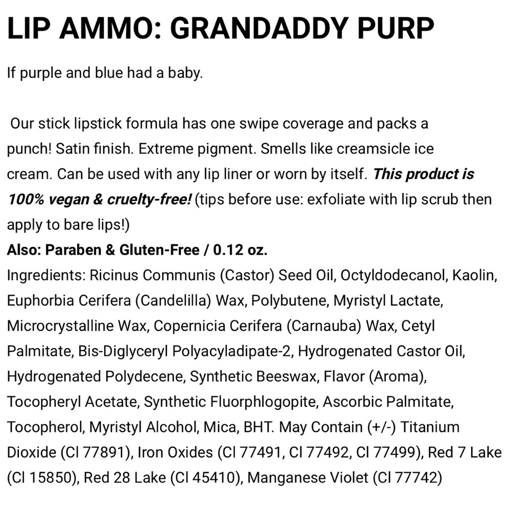 ‼️SOLD‼️GRANDADDY PURP Jeffree Star Lipstick! - Picture 5 of 8